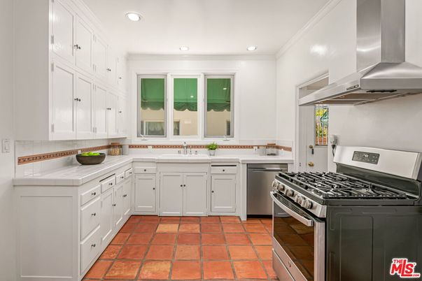 Interior, Kitchen, Recessed Lighting, Stainless Steel Appliances, Tile Countertops