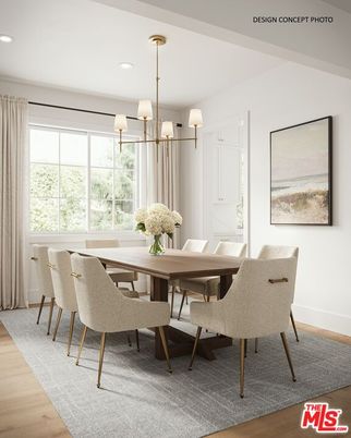 Chandelier, Dining room, Interior, Recessed Lighting, Wood Texture Flooring