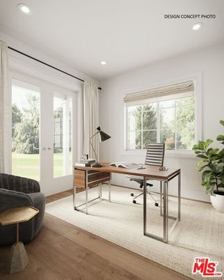 Home Office, Interior, Recessed Lighting, Wood Texture Flooring