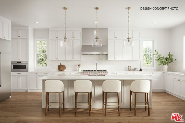Interior, Kitchen, Pendant Lights, Recessed Lighting, Wood Texture Flooring