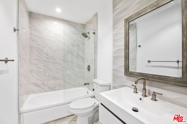Bathroom, Glass Shower, Interior, Marble Walls, Recessed Lighting