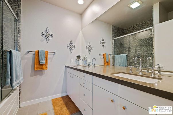 Bathroom, Dual Sink Vanities, Glass Shower, Interior, Recessed Lighting