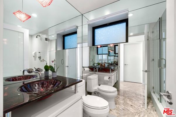 Bathroom, Glass Shower, Interior, Marble, Recessed Lighting