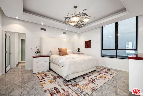 Bedroom, Interior, Marble, Pendant Lights, Recessed Lighting