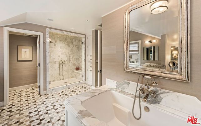 Bathroom, Glass Shower, Interior, Marble Walls, Recessed Lighting