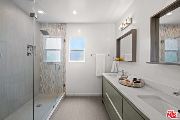 Bathroom, Dual Sink Vanities, Glass Shower, Interior, Recessed Lighting