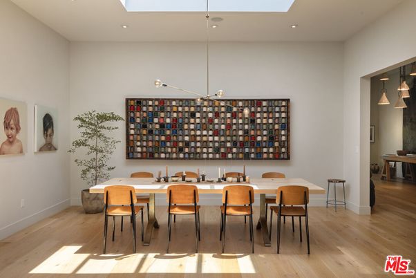Dining room, Interior, Pendant Lights, Recessed Lighting, Wood Texture Flooring