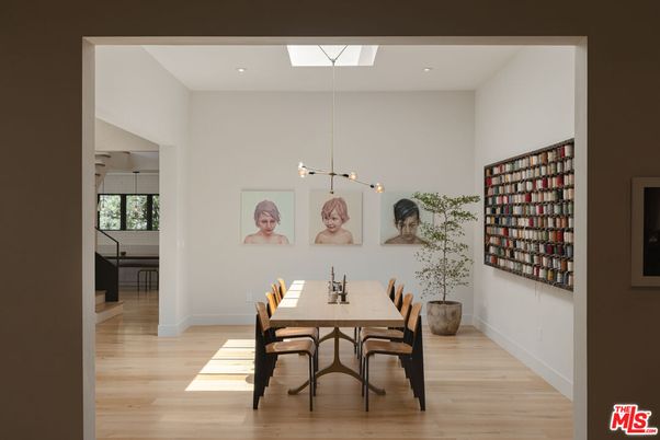 Dining room, Interior, Pendant Lights, Recessed Lighting, Wood Texture Flooring