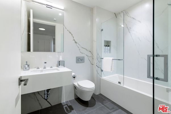 Bathroom, Glass Shower, Interior, Marble Walls, Recessed Lighting