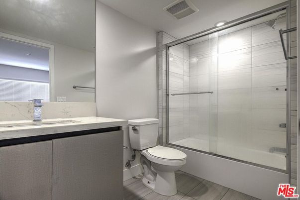 Bathroom, Glass Shower, Interior, Recessed Lighting, Wood Texture Flooring