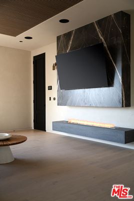 Fireplace, Interior, Recessed Lighting, Wood Texture Flooring