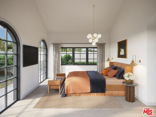 Bedroom, Interior, Pendant Lights, Wood Texture Flooring