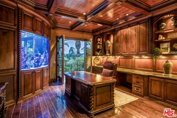 Home Office, Interior, Recessed Lighting, Wooden Beams, Wooden Ceilings, Wood Texture Flooring, Wooden Walls