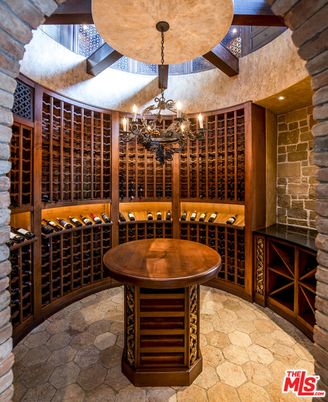 Chandelier, Interior, Stone Walls, Wine Storage