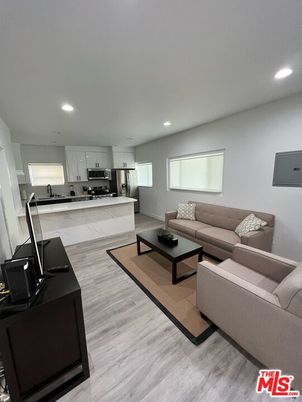 Interior, Kitchen, Living room, Recessed Lighting, Stainless Steel Appliances, Wood Texture Flooring