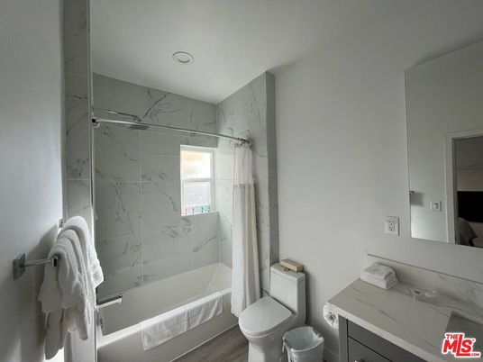 Bathroom, Interior, Marble Walls, Recessed Lighting, Wood Texture Flooring
