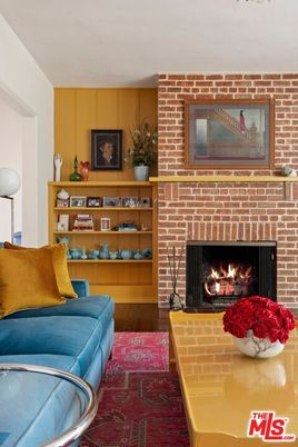 Fireplace, Interior, Living room, Stone Walls, Wood Texture Flooring