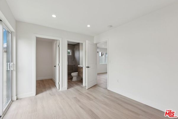 Bathroom, Empty room, Interior, Recessed Lighting, Wood Texture Flooring
