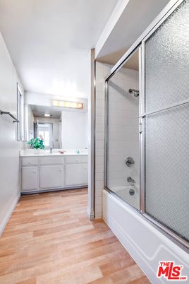 Bathroom, Glass Shower, Interior, Wood Texture Flooring