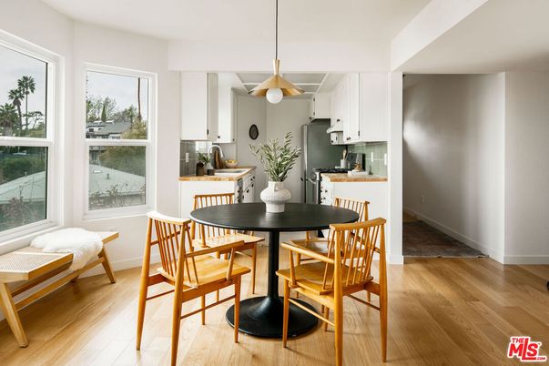 Dining room, Interior, Kitchen, Pendant Lights, Wood Texture Flooring