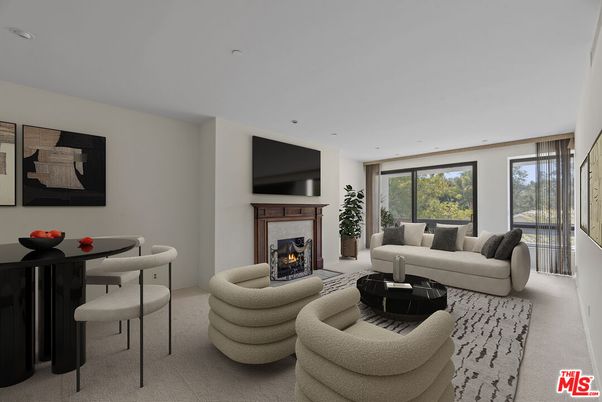 Dining room, Fireplace, Interior, Living room, Recessed Lighting