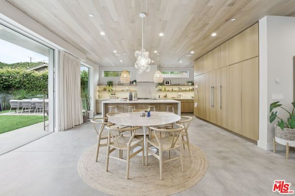 Dining room, Interior, Kitchen, Pendant Lights, Recessed Lighting, Wooden Ceilings