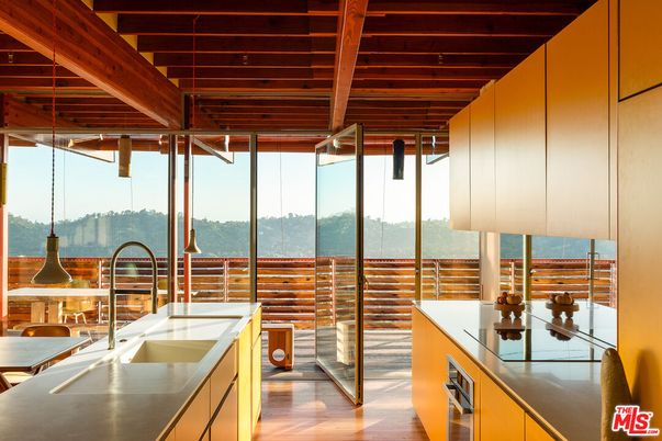 Interior, Kitchen, Stainless Steel Appliances, Water, Wooden Beams, Wooden Ceilings, Wood Texture Flooring