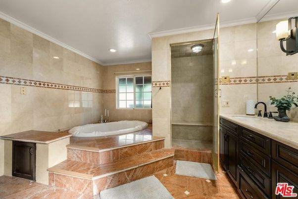 Bathroom, Glass Shower, Interior, Recessed Lighting, Wood Texture Flooring