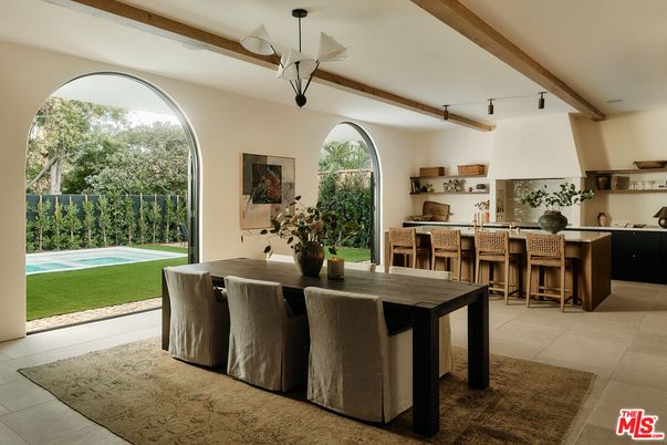 Dining room, Interior, Pendant Lights, Wooden Beams