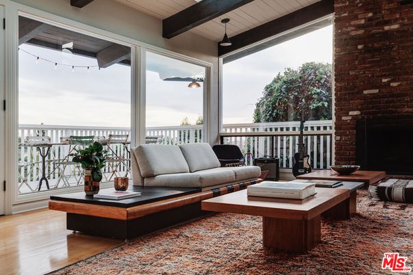 Interior, Living room, Stone Walls, Water, Wooden Beams, Wood Texture Flooring