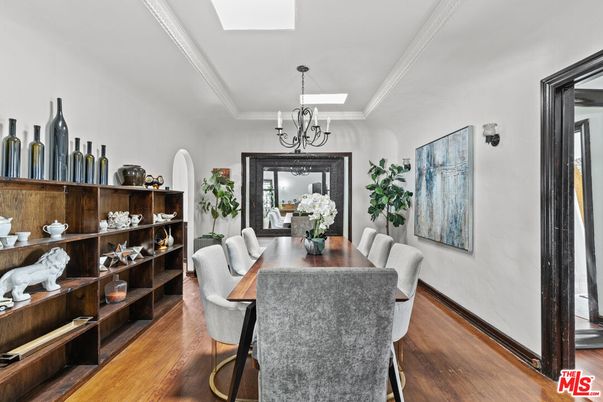 Chandelier, Dining room, Interior, Wood Texture Flooring