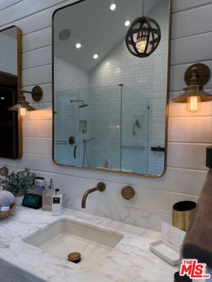 Bathroom, Dual Sink Vanities, Glass Shower, Interior, Pendant Lights, Recessed Lighting
