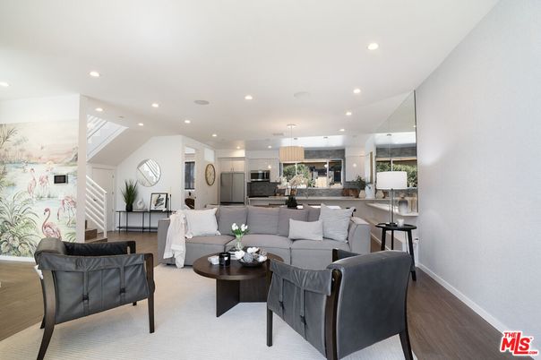 Interior, Kitchen, Living room, Pendant Lights, Recessed Lighting, Stainless Steel Appliances, Wood Texture Flooring