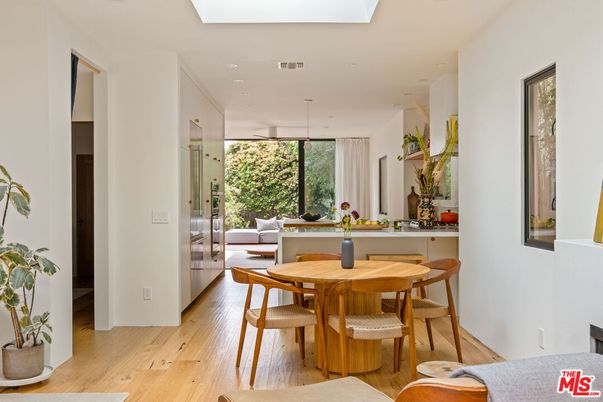 Dining room, Interior, Pendant Lights, Recessed Lighting, Wood Texture Flooring