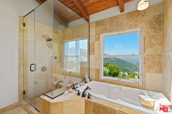 Bathroom, Glass Shower, Interior, Wooden Beams, Wooden Ceilings
