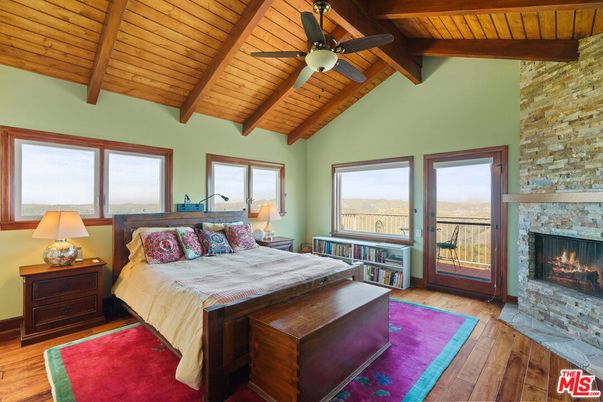 Bedroom, Fireplace, Interior, Wooden Beams, Wooden Ceilings, Wood Texture Flooring