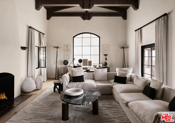 Fireplace, Interior, Living room, Wooden Beams, Wood Texture Flooring
