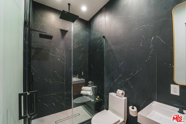 Bathroom, Glass Shower, Interior, Marble Walls, Recessed Lighting