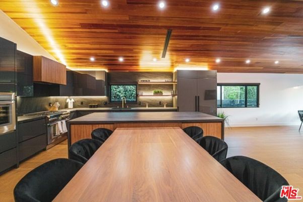 Interior, Kitchen, Recessed Lighting, Stainless Steel Appliances, Wooden Ceilings, Wood Texture Flooring