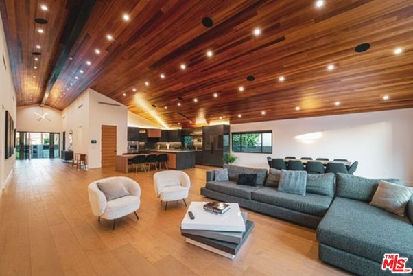 Interior, Kitchen, Living room, Recessed Lighting, Wooden Ceilings, Wood Texture Flooring