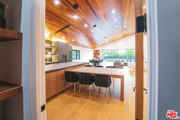 Interior, Kitchen, Recessed Lighting, Wooden Ceilings, Wood Texture Flooring