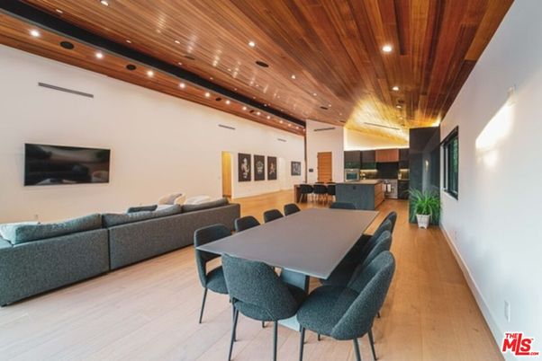 Dining room, Interior, Kitchen, Living room, Recessed Lighting, Wooden Ceilings, Wood Texture Flooring