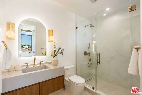 Bathroom, Glass Shower, Interior, Recessed Lighting