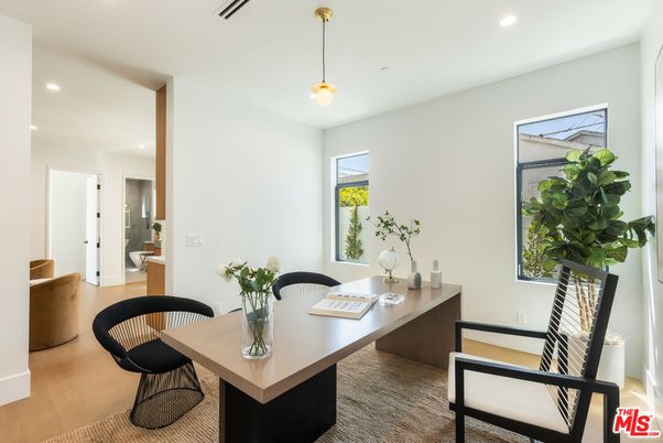 Home Office, Interior, Pendant Lights, Recessed Lighting, Wood Texture Flooring