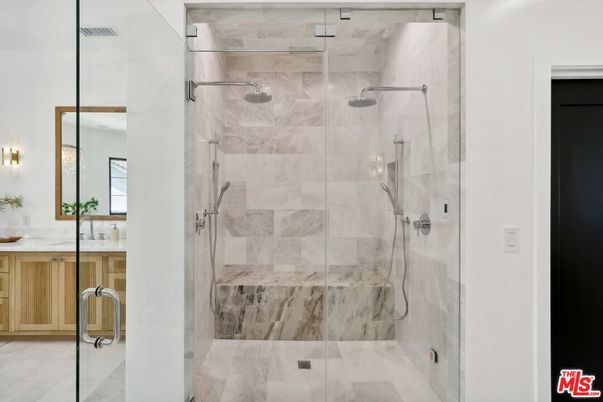 Bathroom, Glass Shower, Interior, Marble Walls