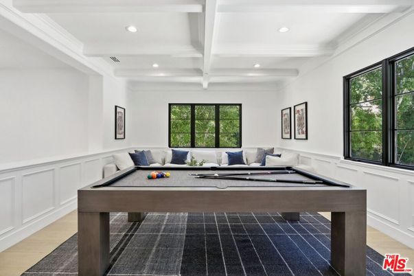 Billiard Table, Game Room, Interior, Recessed Lighting, Wood Texture Flooring