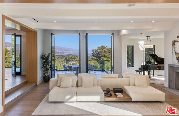 Billiard Table, Fireplace, Interior, Living room, Pendant Lights, Piano, Recessed Lighting, Wood Texture Flooring