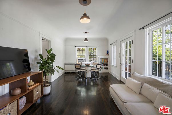 Dining room, Interior, Living room, Pendant Lights, Wood Texture Flooring