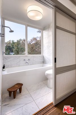 Bathroom, Interior, Marble, Marble Walls, Wood Texture Flooring