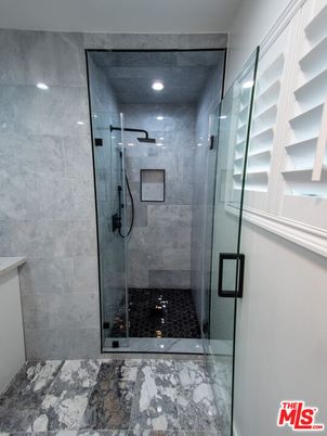 Bathroom, Glass Shower, Interior, Marble, Recessed Lighting